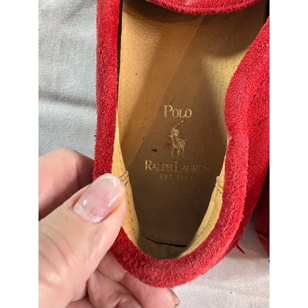 Polo Ralph Lauren Red Suede Driving Loafers Men’s 8D Leather Moccasins